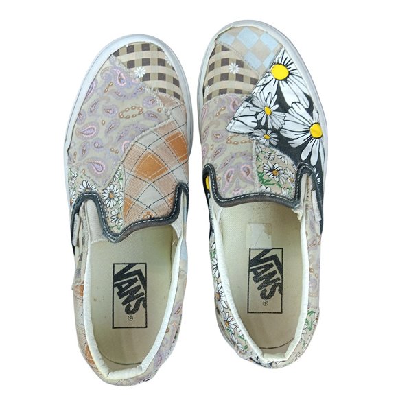 Vans Meadow Patchwork Slip On Sneakers Daisies Vans SZ 6 - Picture 7 of 8